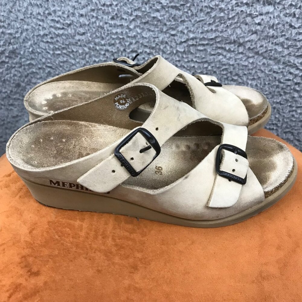 MEPHISTO Women's SZ 36 Elka Sandals Double Strap Slide‎ Wedge
